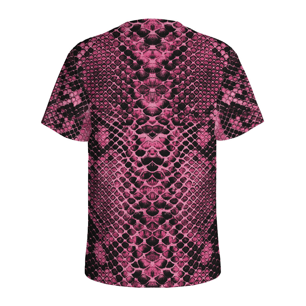 Pink And Black Snakeskin Print Men's Sports T-Shirt