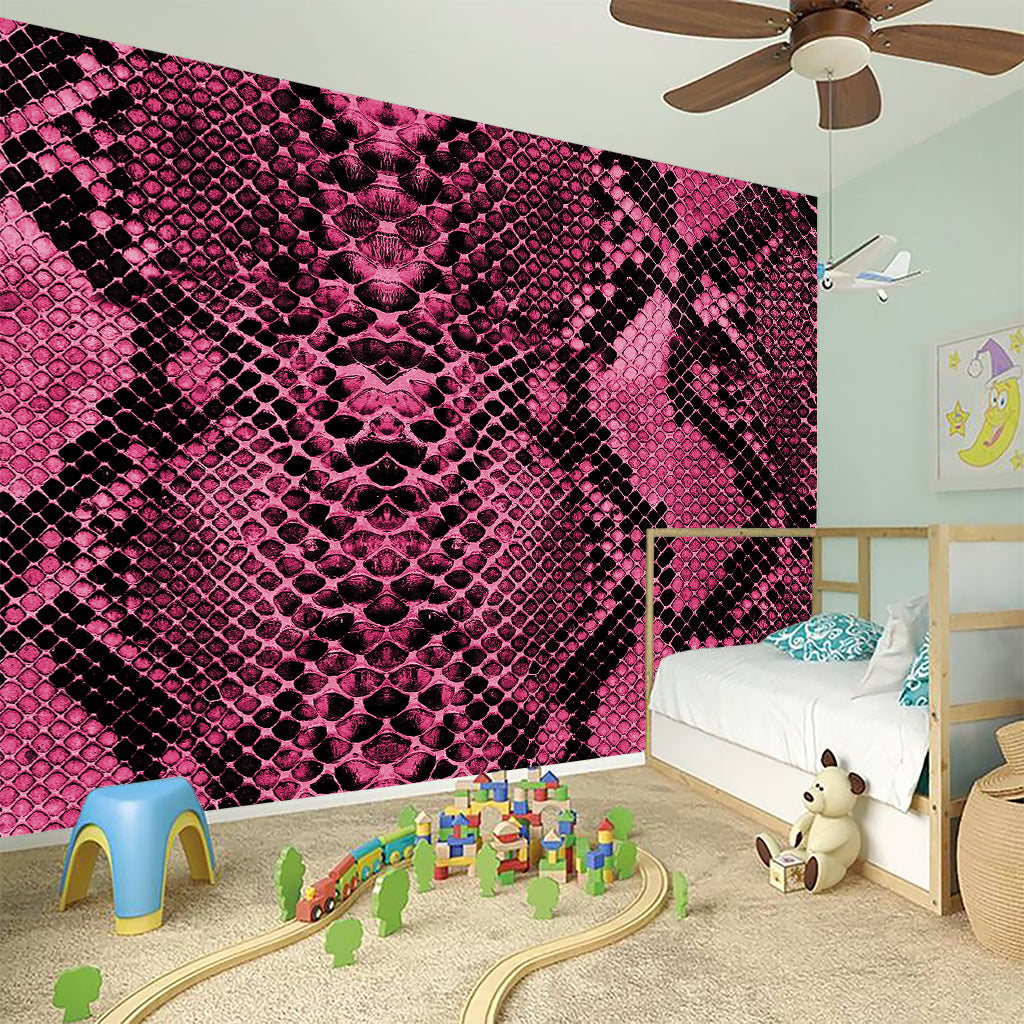 Pink And Black Snakeskin Print Wall Sticker