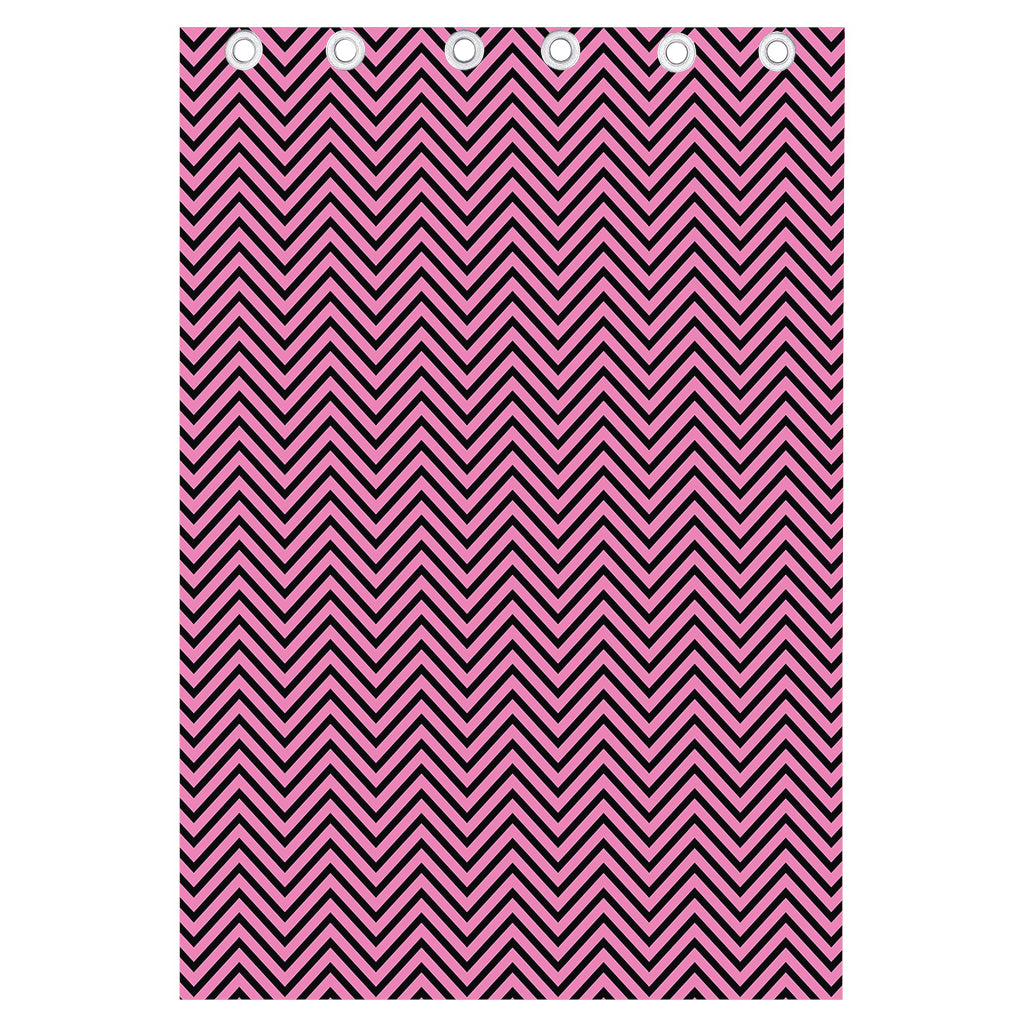 Pink And Black Zigzag Pattern Print Curtain