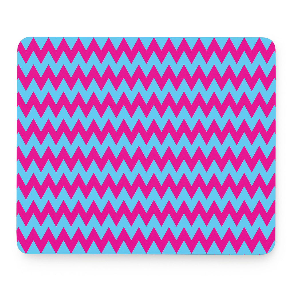 Pink And Blue Chevron Pattern Print Mouse Pad