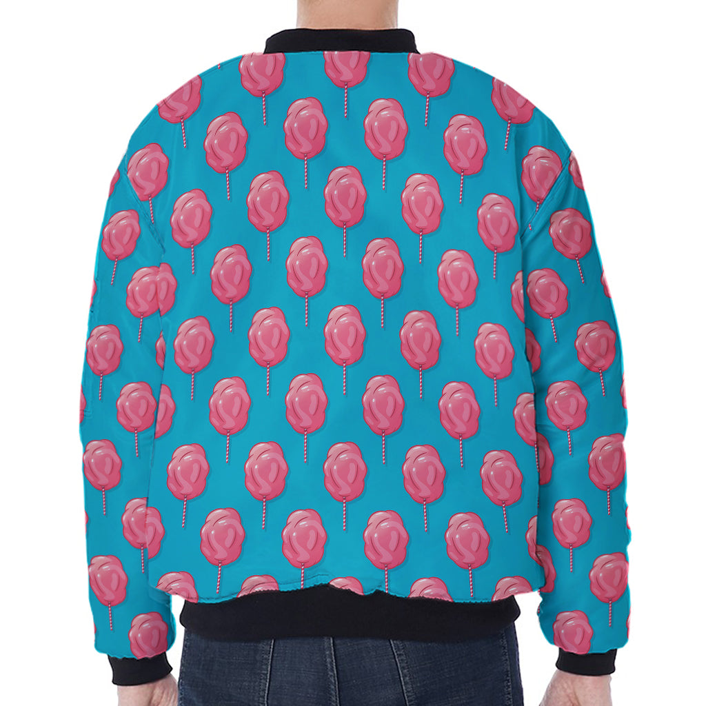 Pink And Blue Cotton Candy Pattern Print Zip Sleeve Bomber Jacket