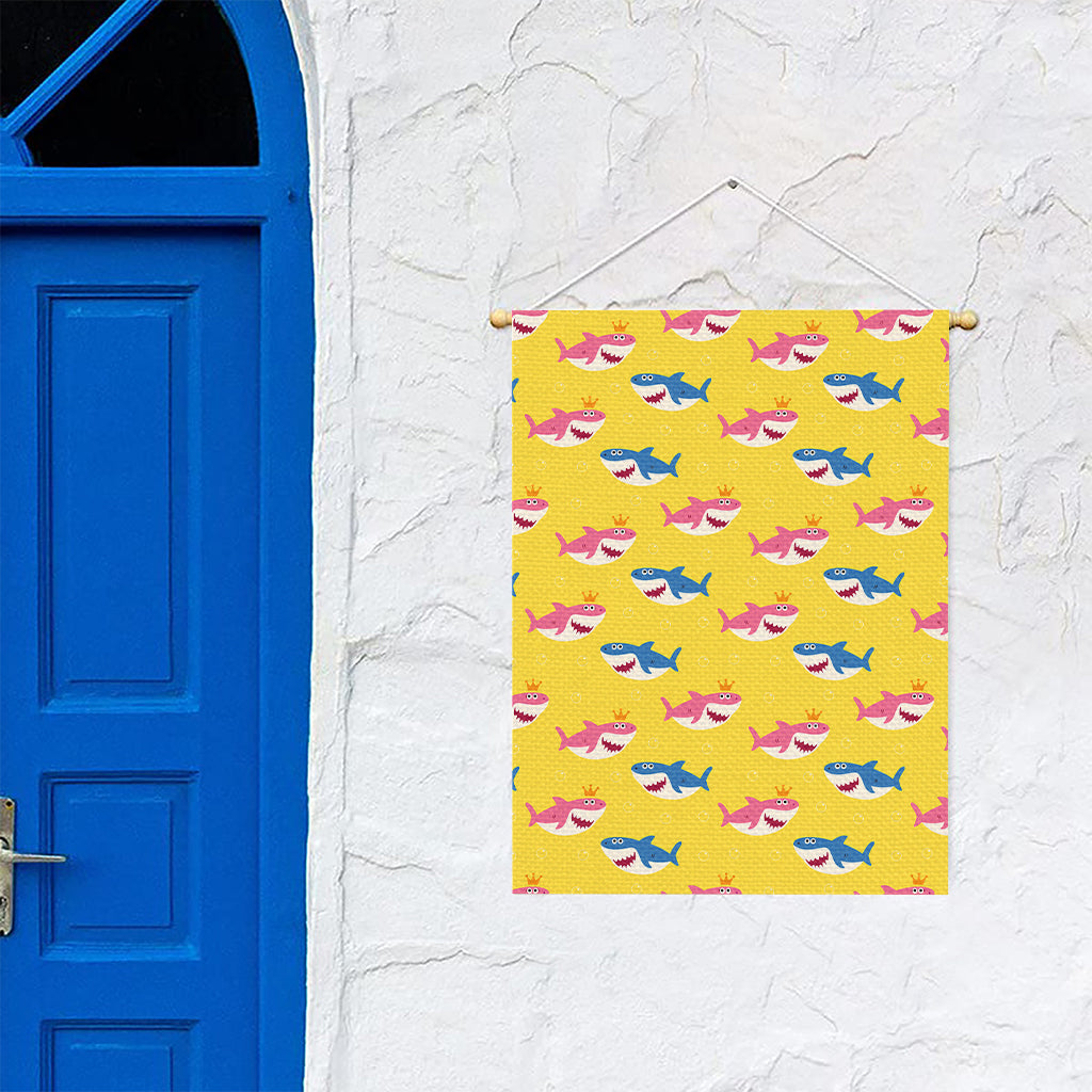 Pink And Blue Shark Pattern Print Garden Flag