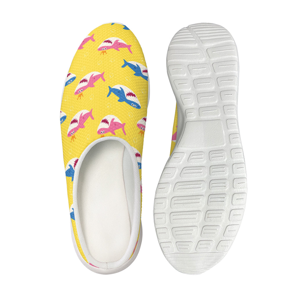 Pink And Blue Shark Pattern Print Mesh Casual Shoes