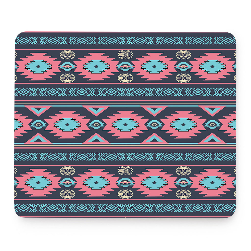 Pink And Blue Southwestern Pattern Print Mouse Pad