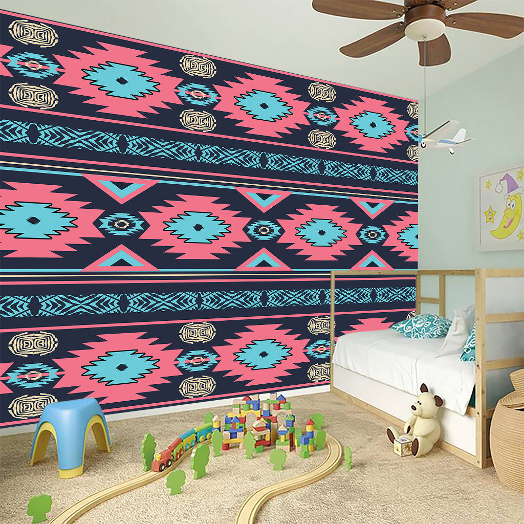 Pink And Blue Southwestern Pattern Print Wall Sticker