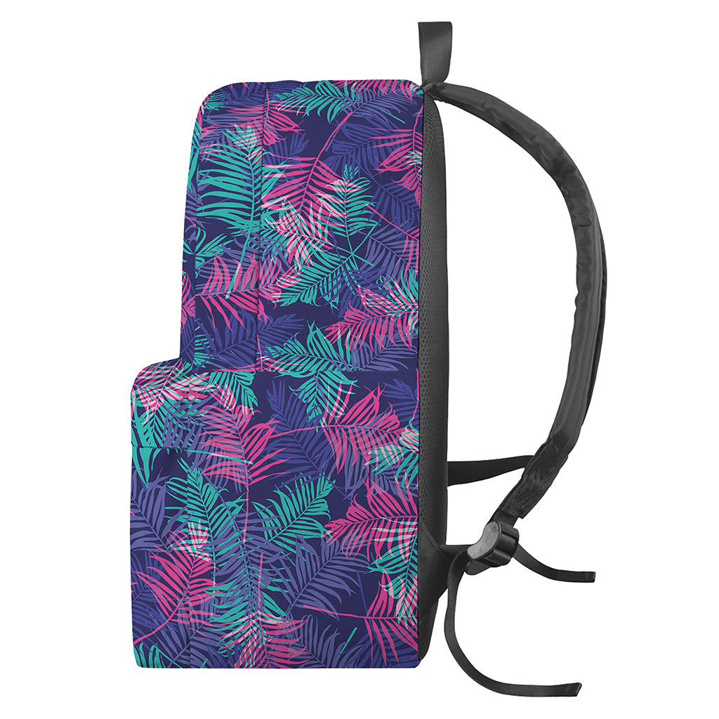 Pink And Blue Tropical Palm Leaf Print Backpack