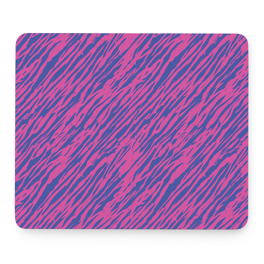 Pink And Blue Zebra Stripes Print Mouse Pad