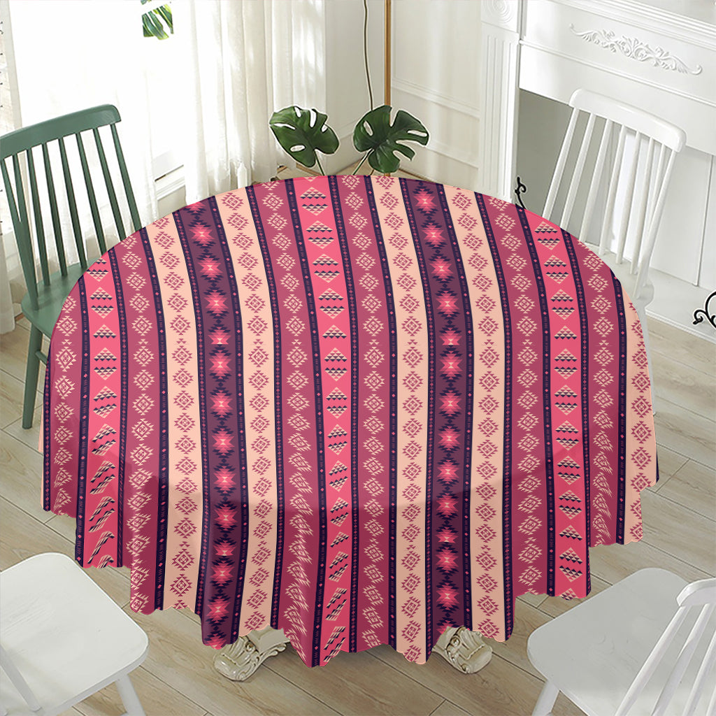 Pink And Purple Southwestern Print Waterproof Round Tablecloth