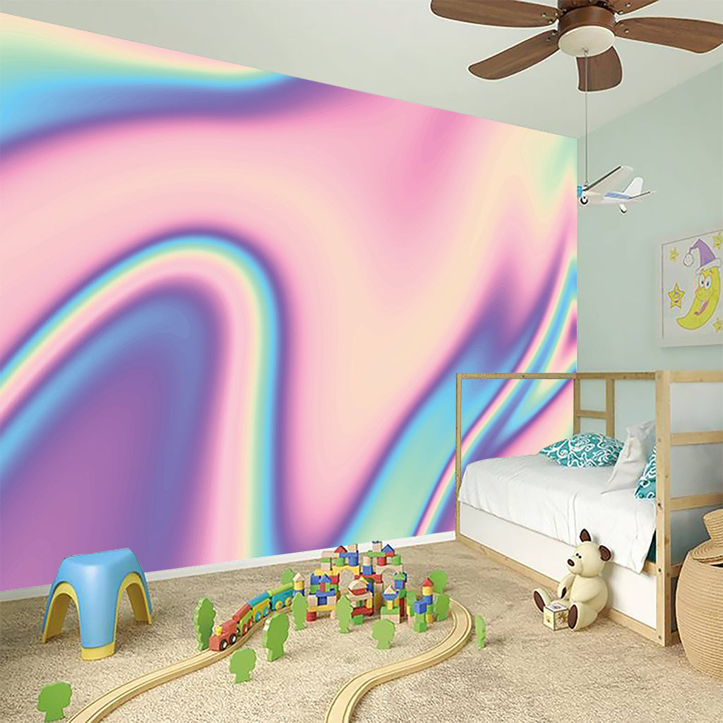 Pink And Teal Holographic Print Wall Sticker