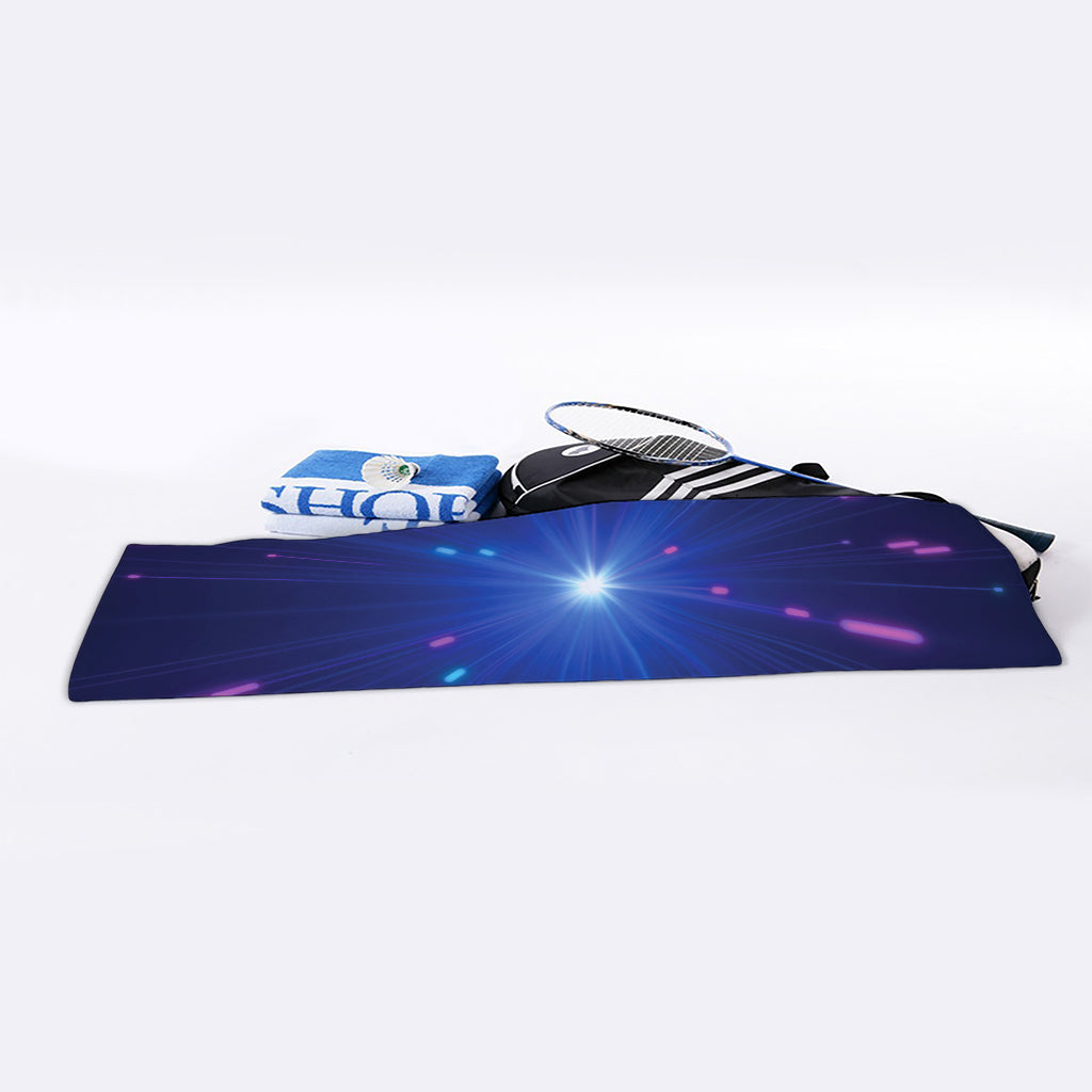 Pink And Teal Lights Speed Print Sports Towel