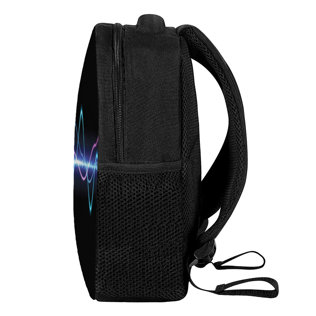 Pink And Teal Sound Wave Print Casual Backpack