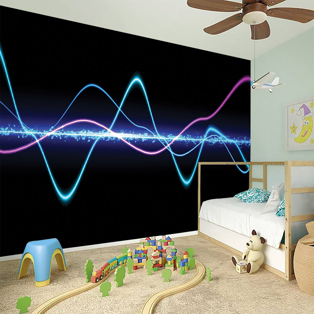 Pink And Teal Sound Wave Print Wall Sticker