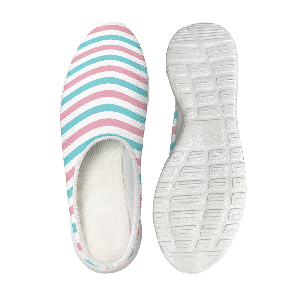 Pink And Teal Striped Pattern Print Mesh Casual Shoes