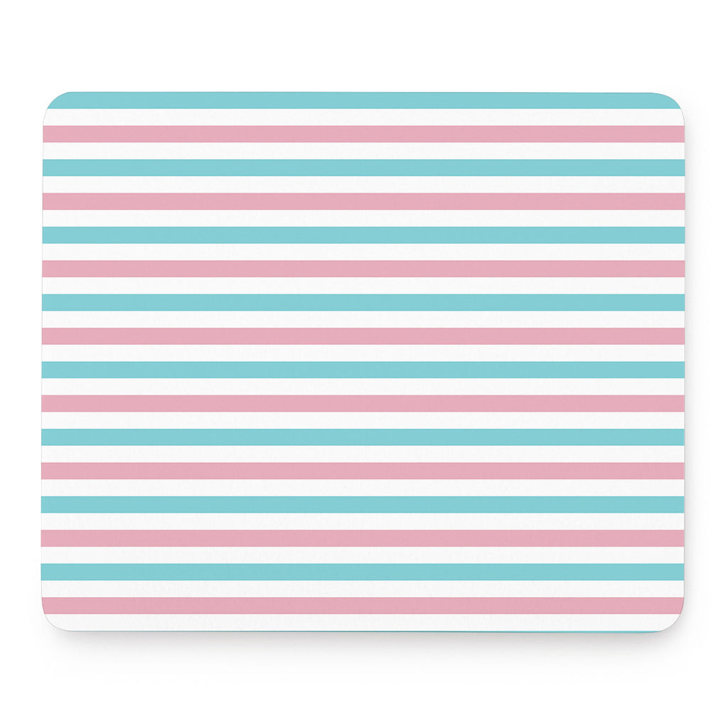 Pink And Teal Striped Pattern Print Mouse Pad