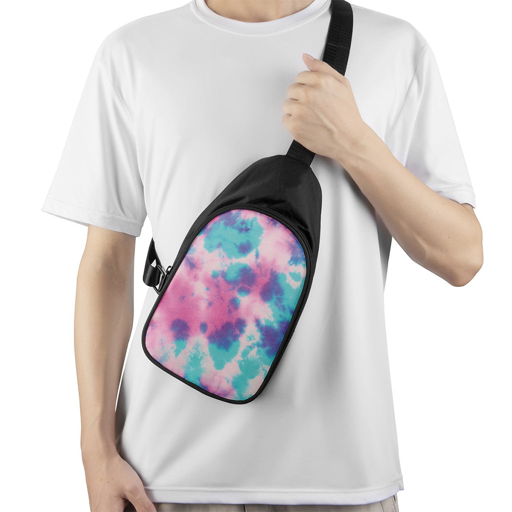 Pink And Teal Tie Dye Print Chest Bag