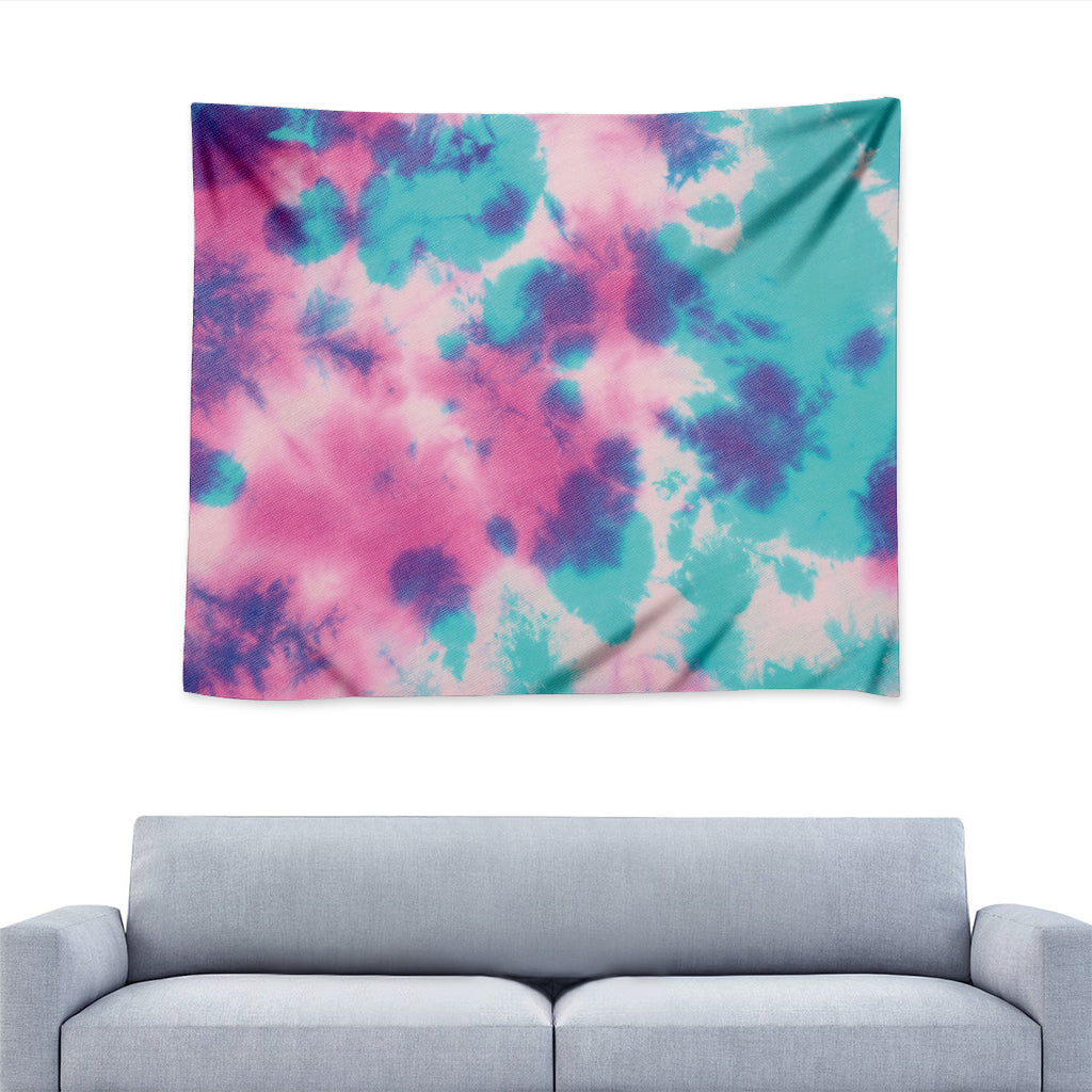 Pink And Teal Tie Dye Print Tapestry