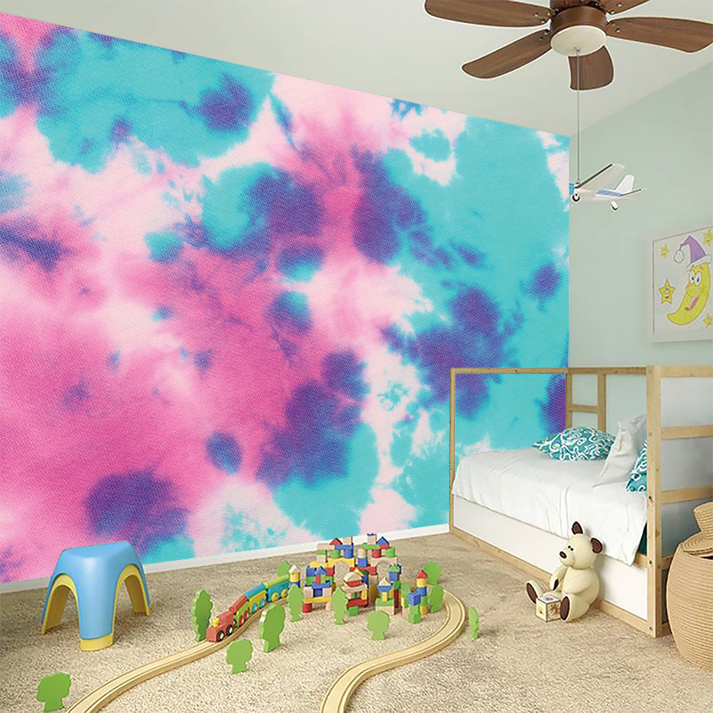 Pink And Teal Tie Dye Print Wall Sticker