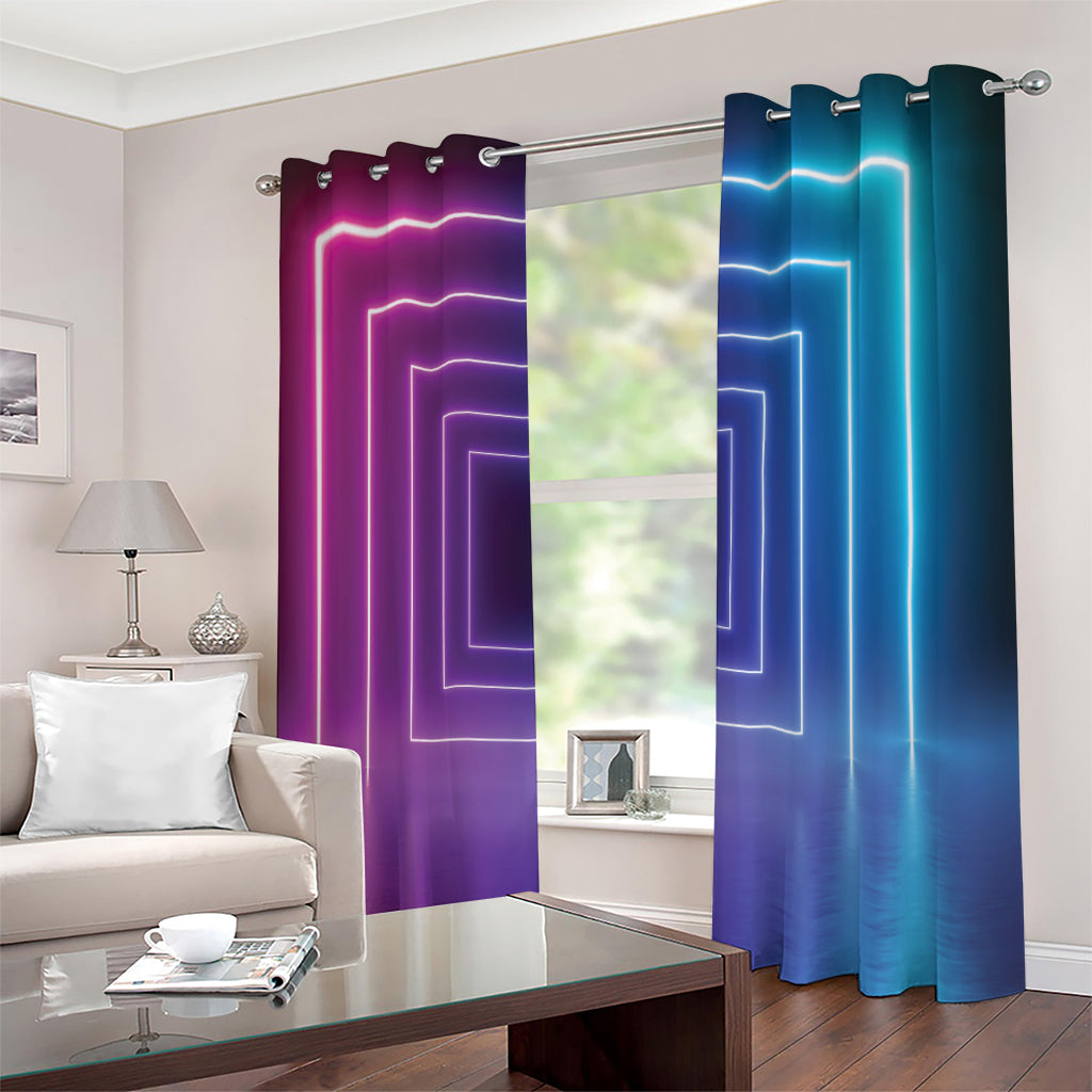 Pink And Teal Tunnel Lights Print Extra Wide Grommet Curtains