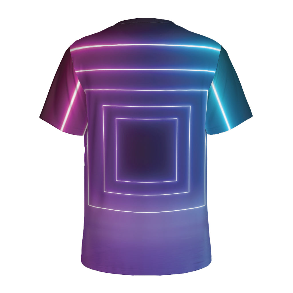 Pink And Teal Tunnel Lights Print Men's Sports T-Shirt