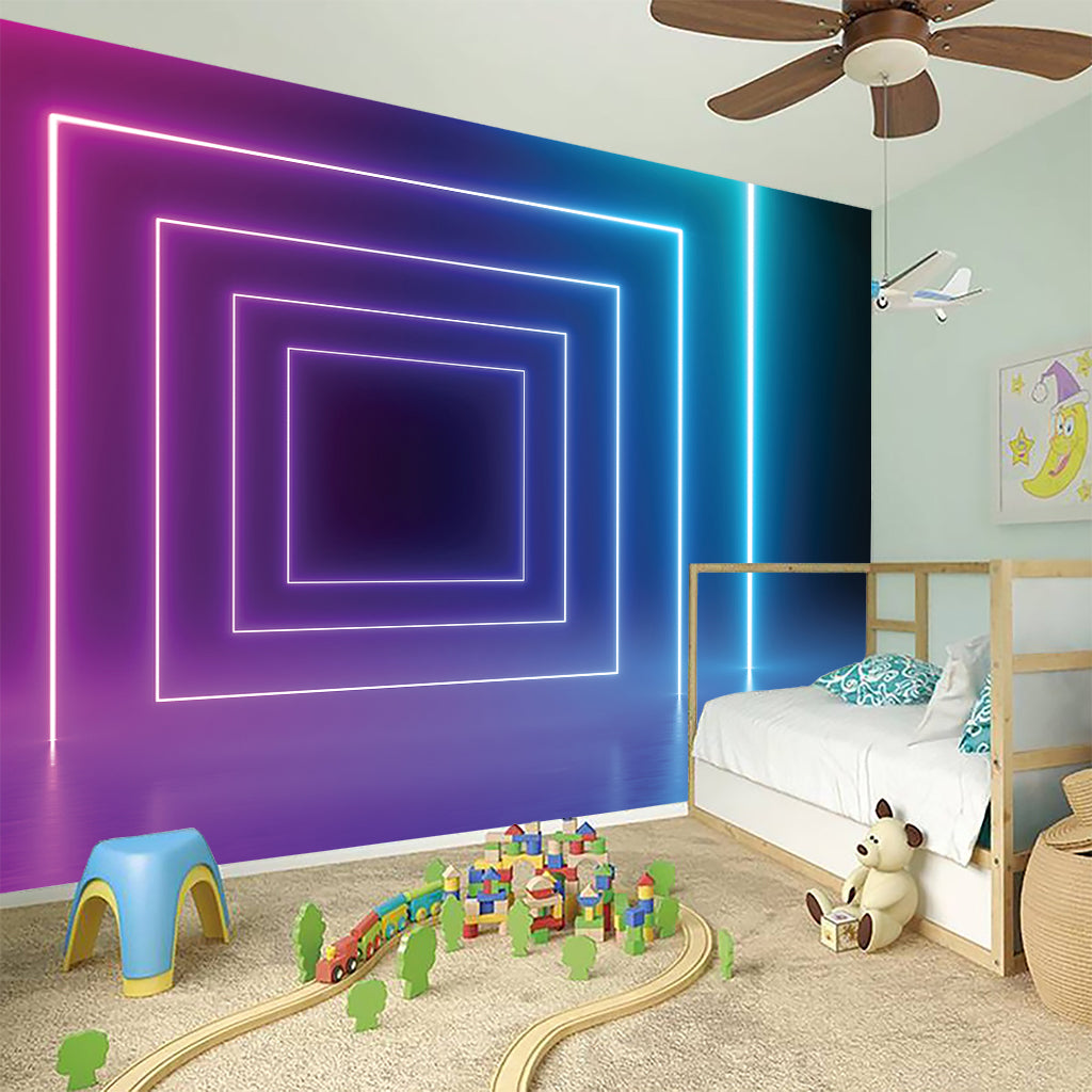 Pink And Teal Tunnel Lights Print Wall Sticker