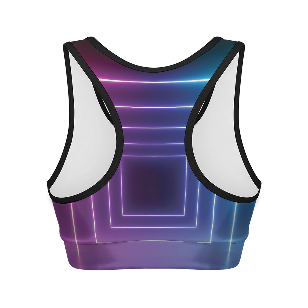Pink And Teal Tunnel Lights Print Women's Sports Bra