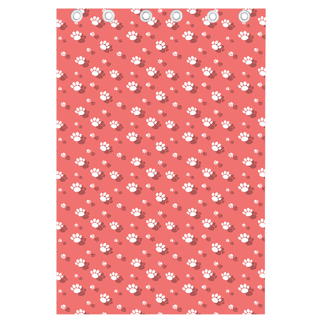 Pink And White Animal Paw Pattern Print Curtain