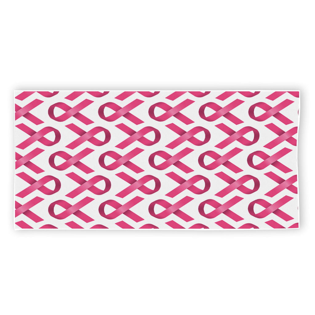 Pink And White Breast Cancer Print Beach Towel