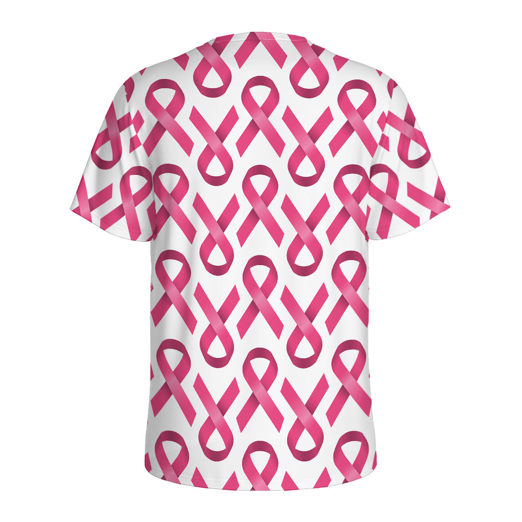 Pink And White Breast Cancer Print Men's Sports T-Shirt