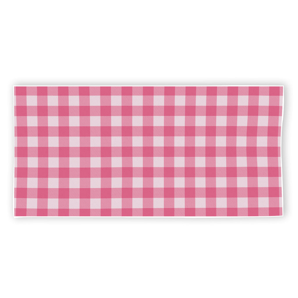 Pink And White Buffalo Check Print Beach Towel