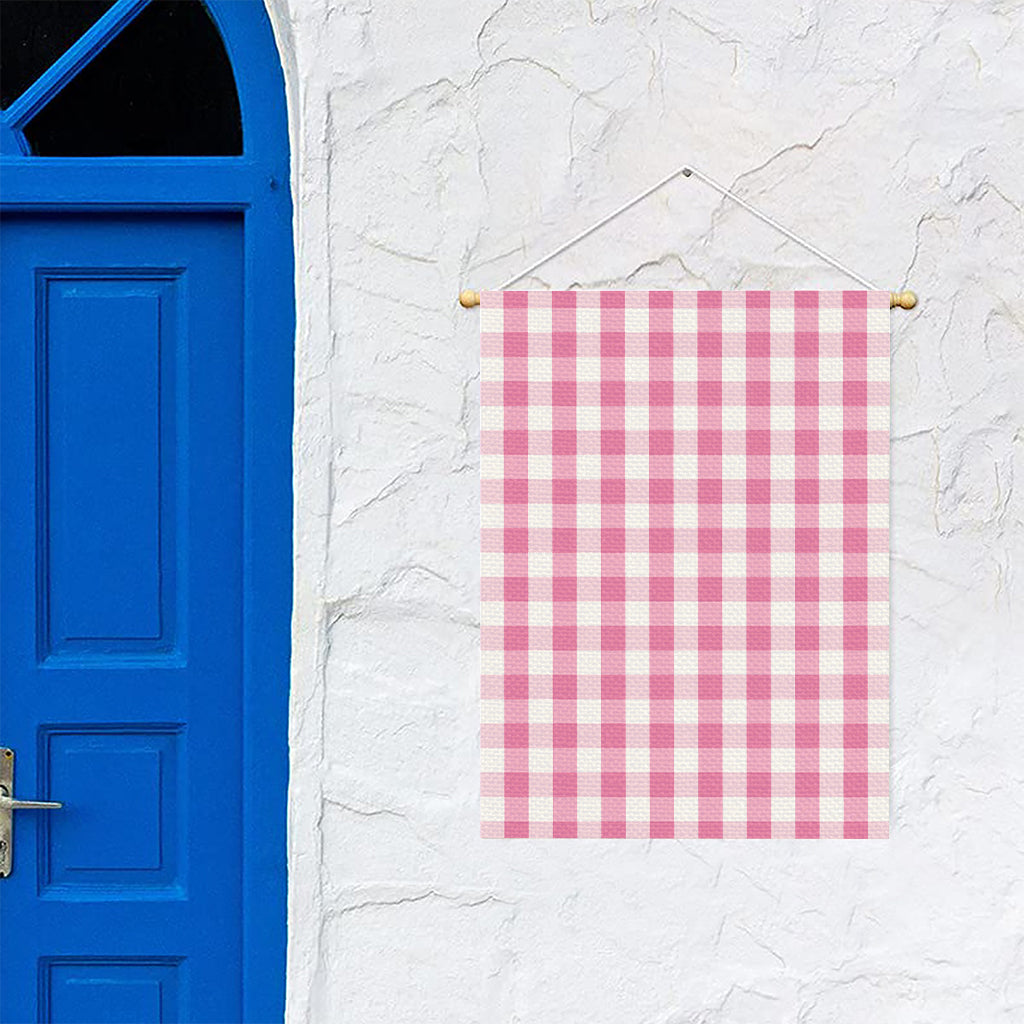 Pink And White Check Pattern Print Garden Flag
