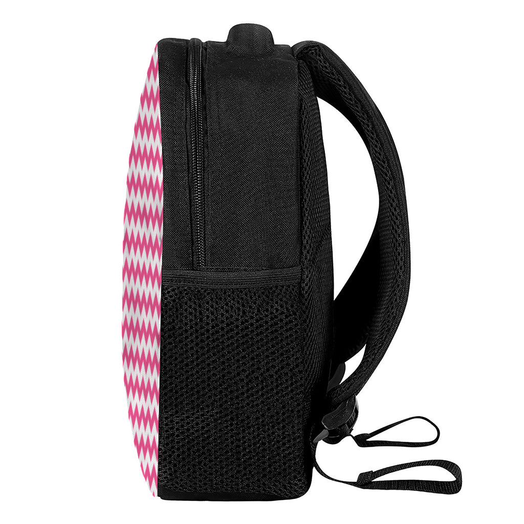 Pink And White Chevron Pattern Print Casual Backpack