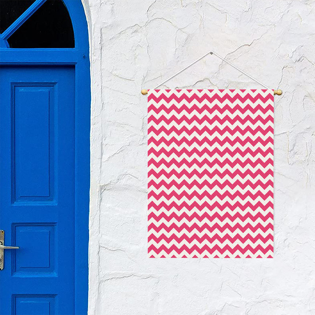 Pink And White Chevron Pattern Print Garden Flag