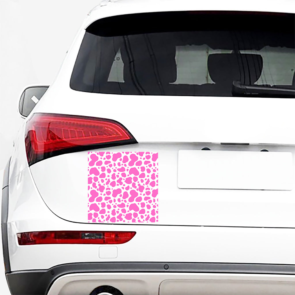 Pink And White Cow Print Car Sticker