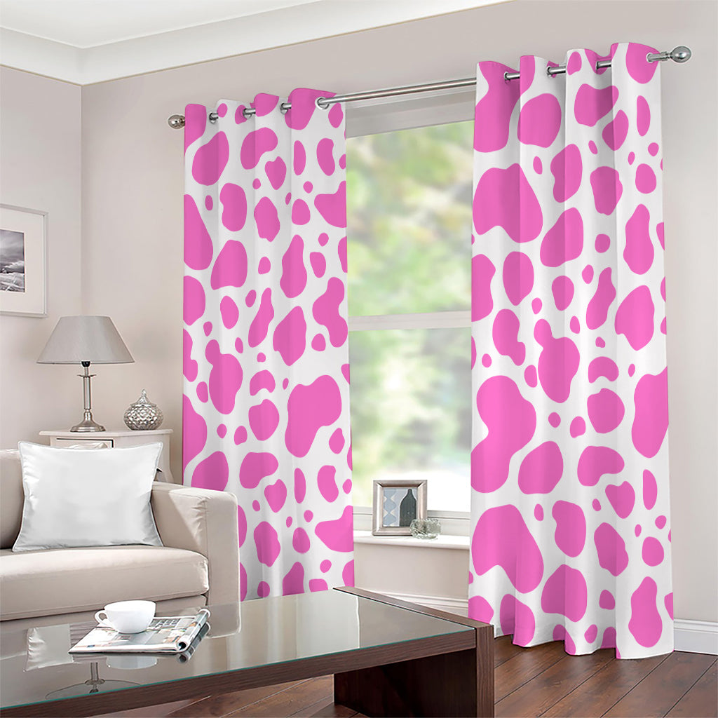 Pink And White Cow Print Extra Wide Grommet Curtains