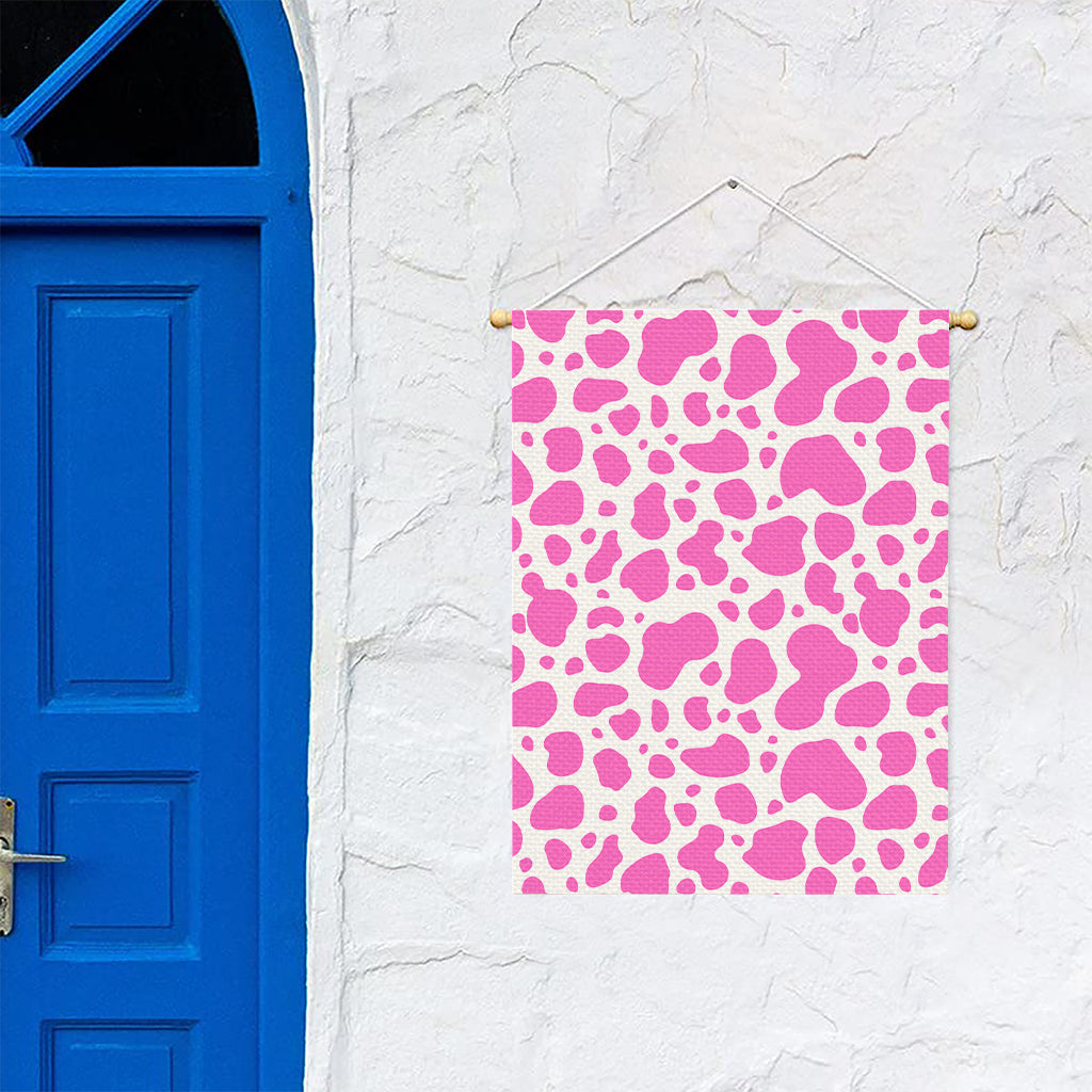 Pink And White Cow Print Garden Flag