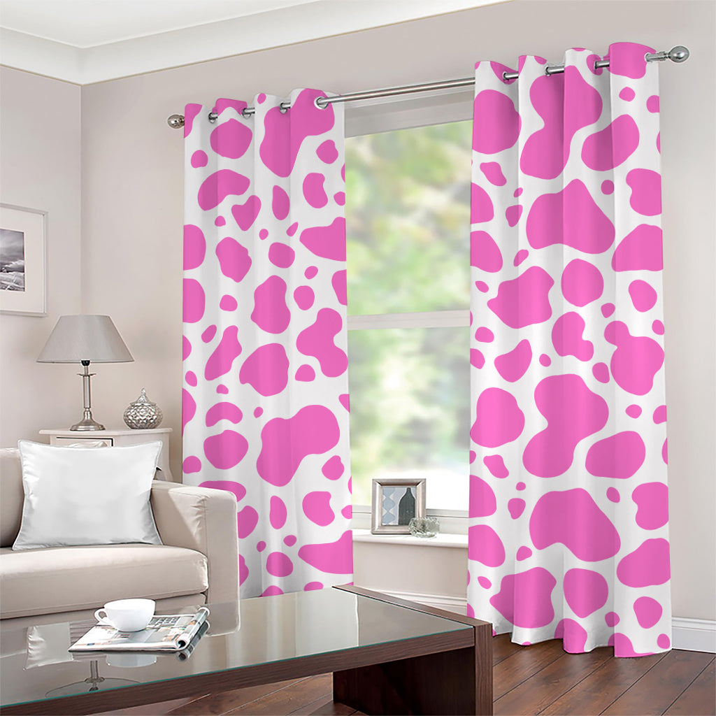Pink And White Cow Print Grommet Curtains