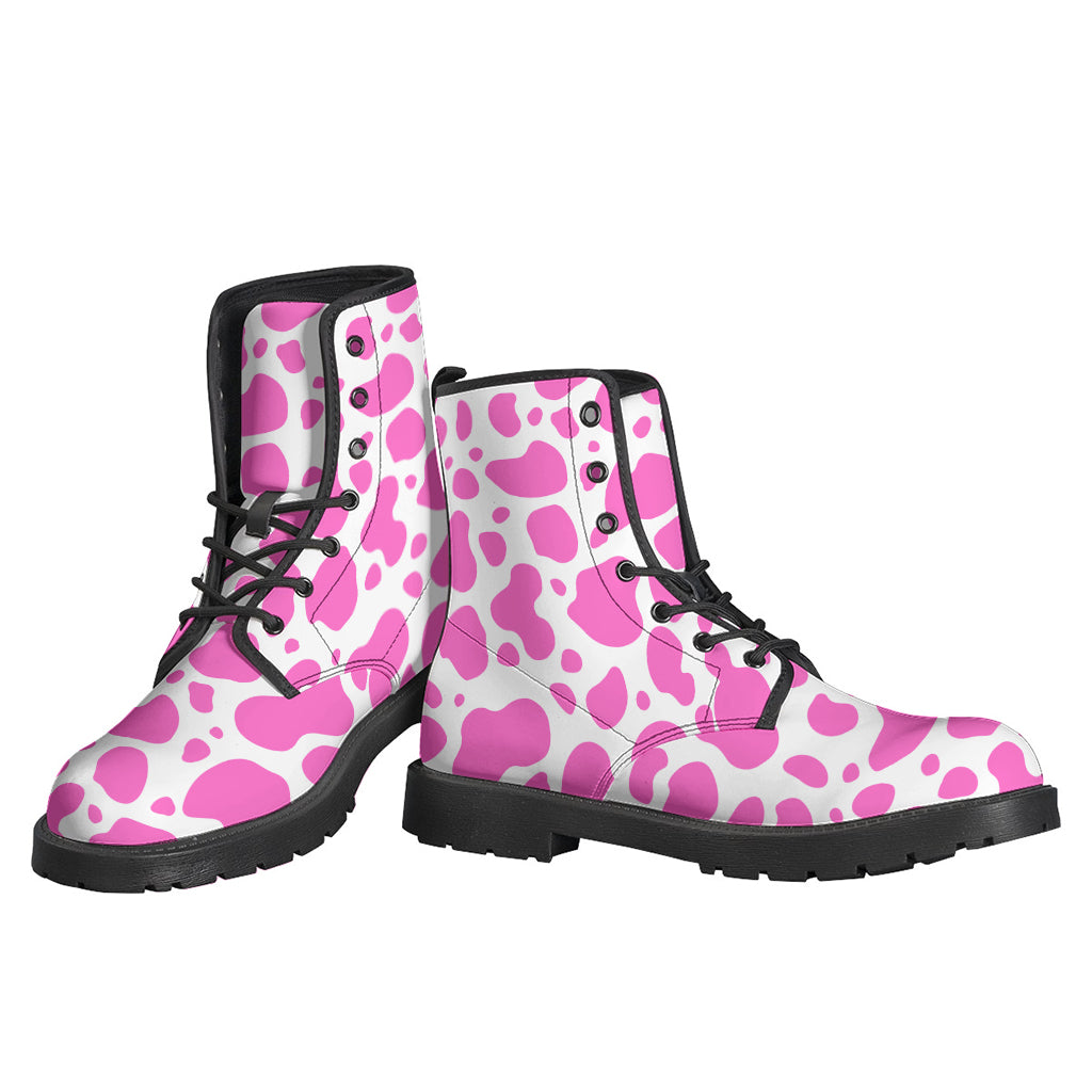 Pink And White Cow Print Backpack