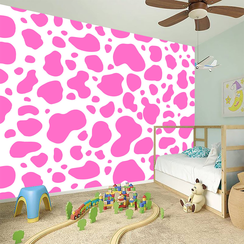 Pink And White Cow Print Wall Sticker