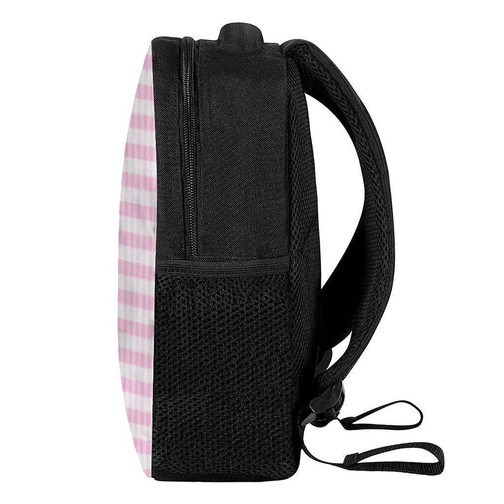 Pink And White Gingham Pattern Print Casual Backpack