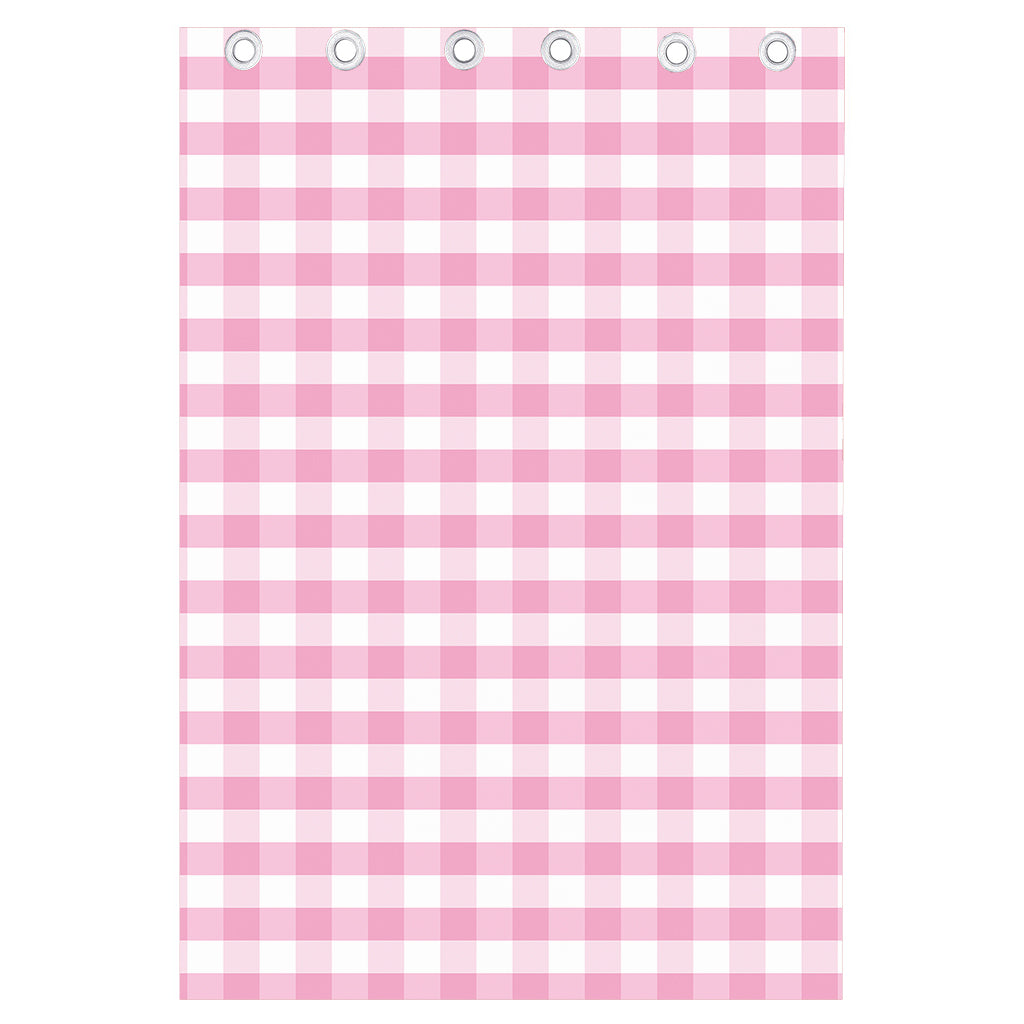 Pink And White Gingham Pattern Print Curtain
