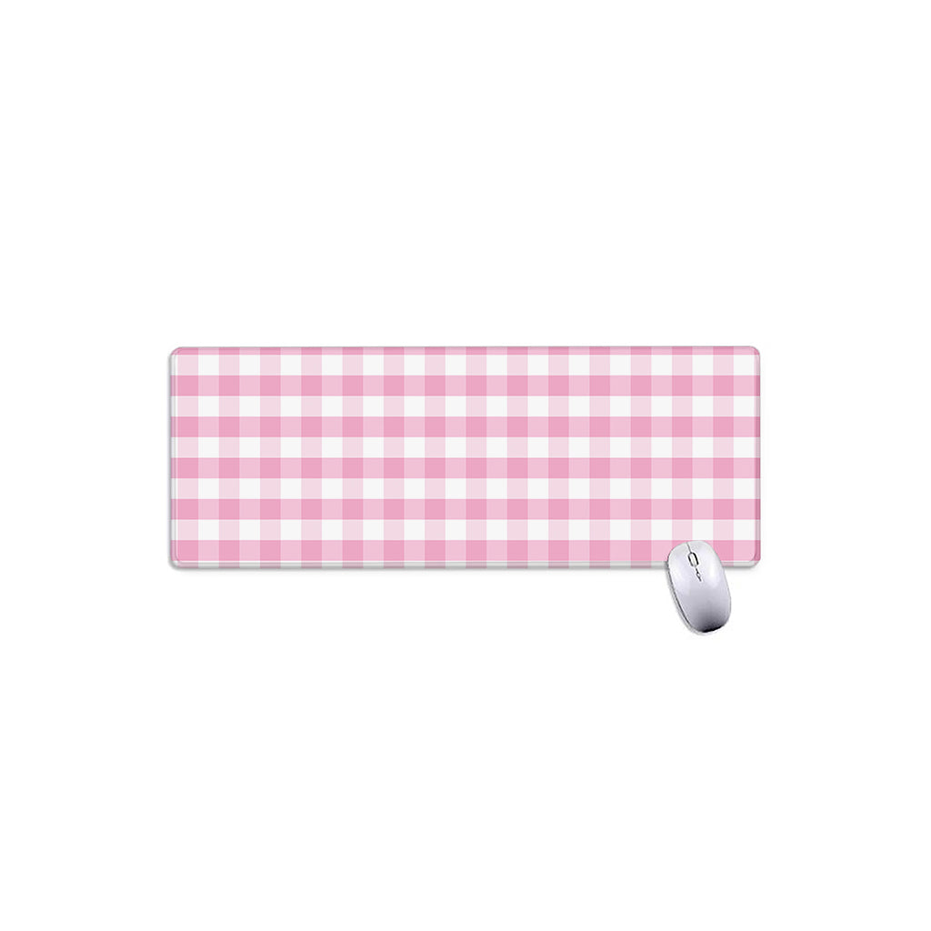 Pink And White Gingham Pattern Print Extended Mouse Pad