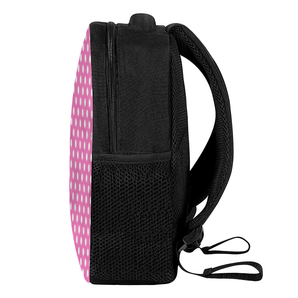 Pink And White Polka Dot Pattern Print Casual Backpack