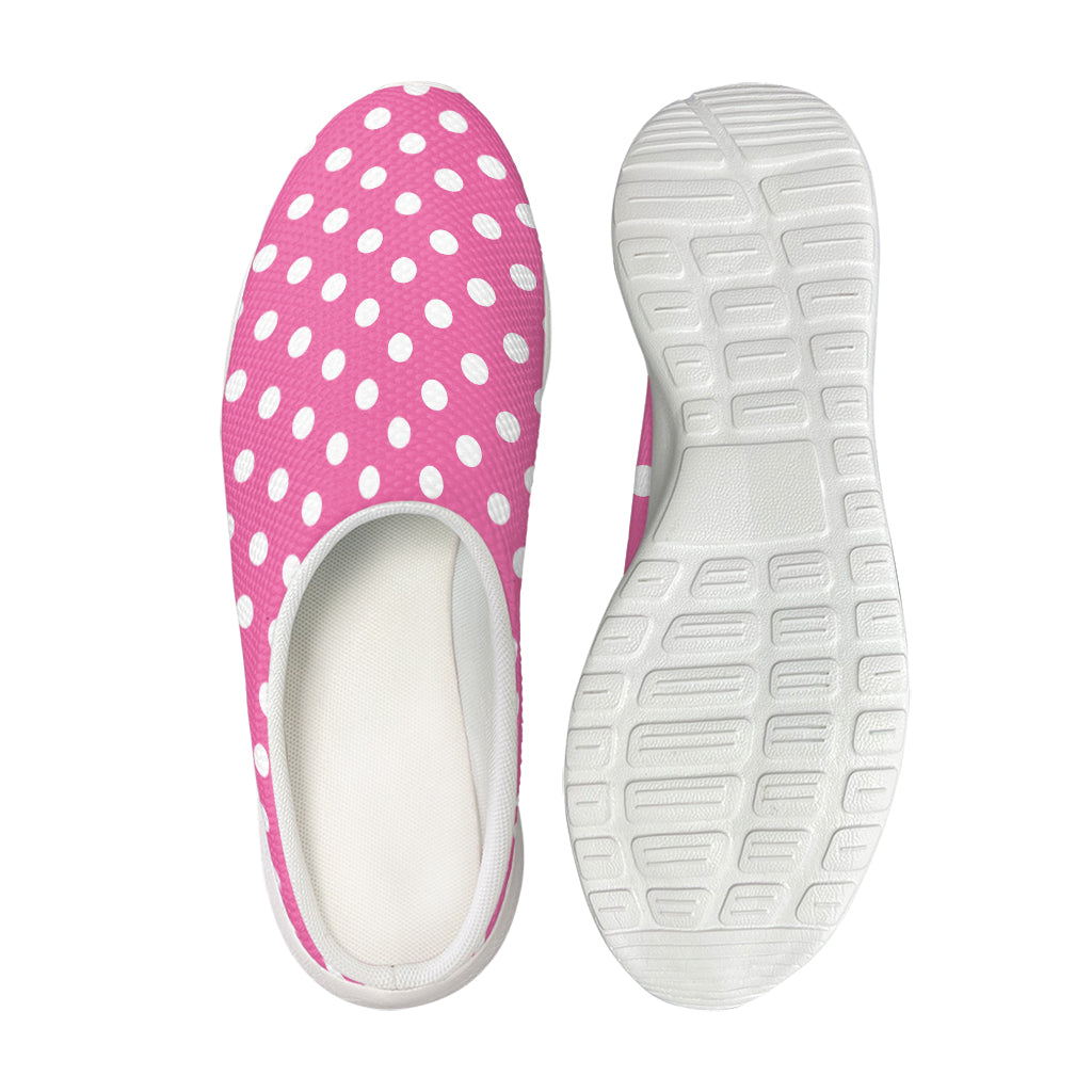 Pink And White Polka Dot Pattern Print Mesh Casual Shoes