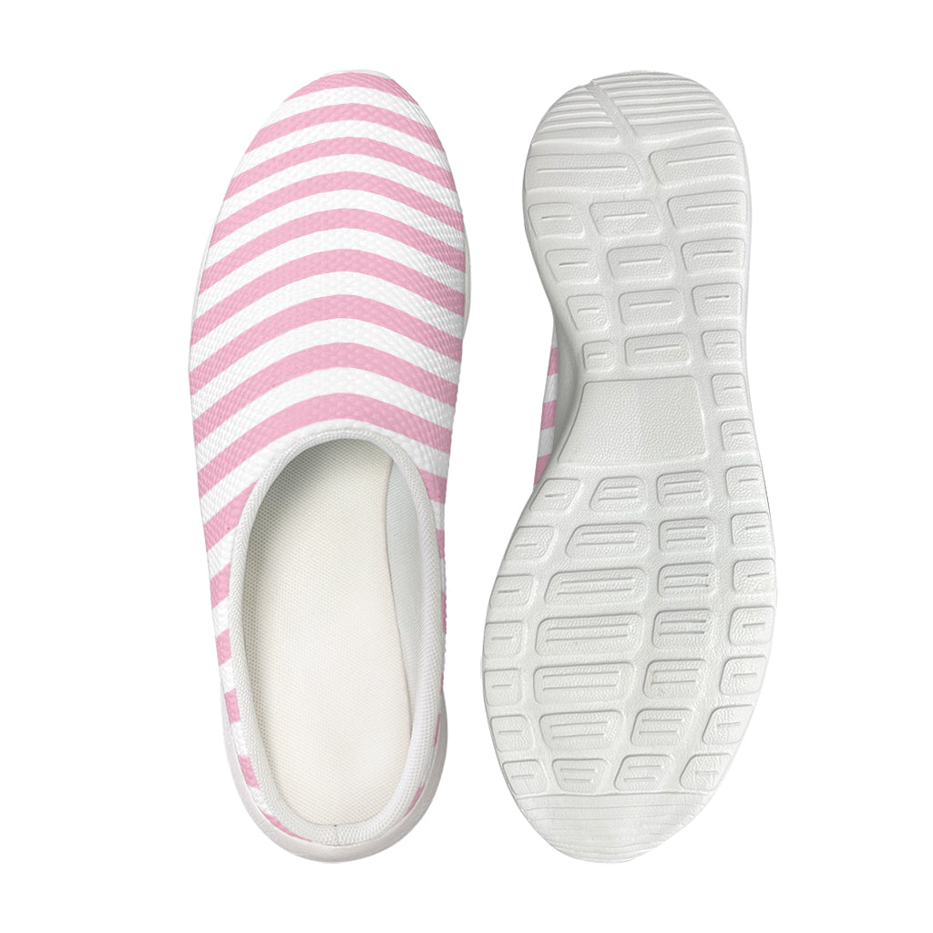 Pink And White Striped Pattern Print Mesh Casual Shoes
