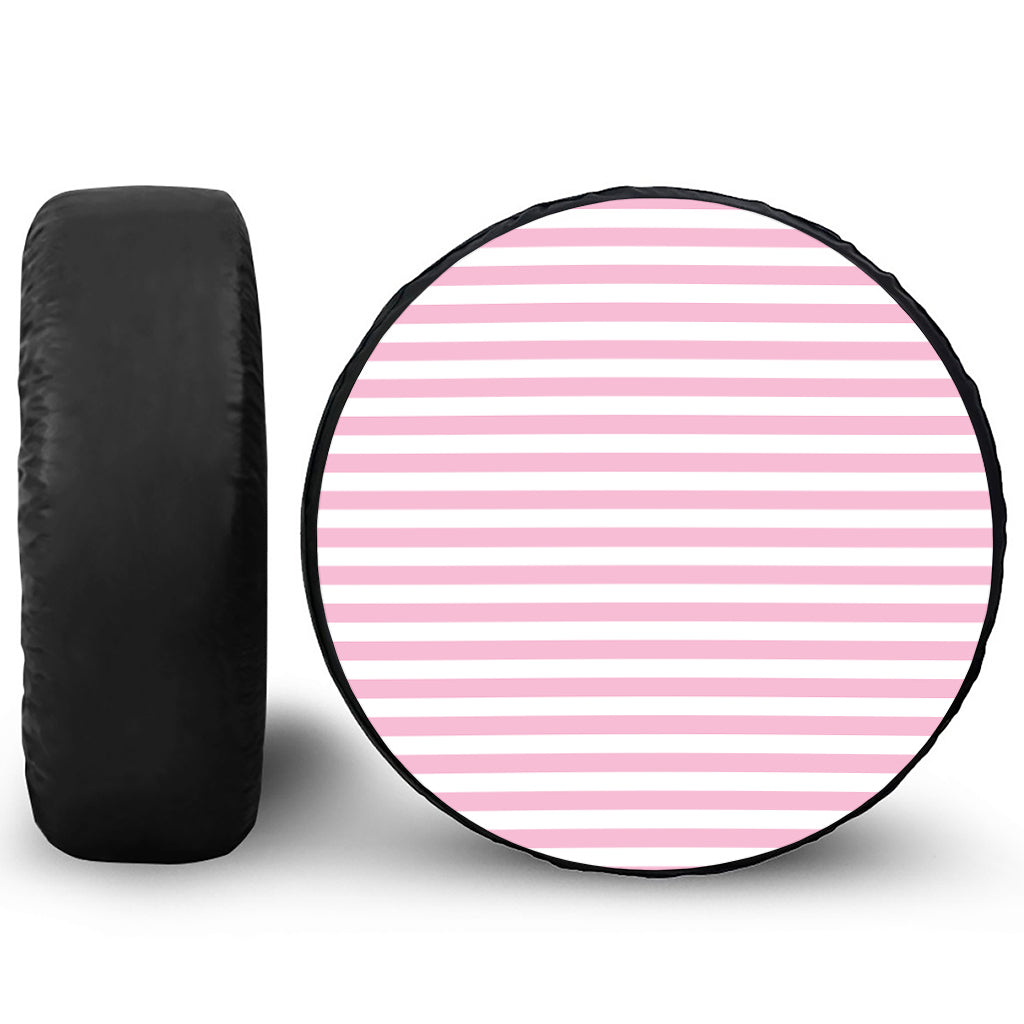 Pink And White Striped Pattern Print Tire Cover