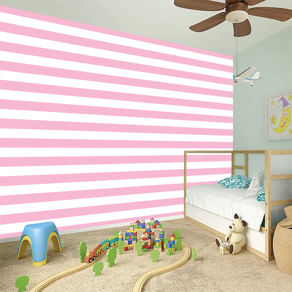 Pink And White Striped Pattern Print Wall Sticker