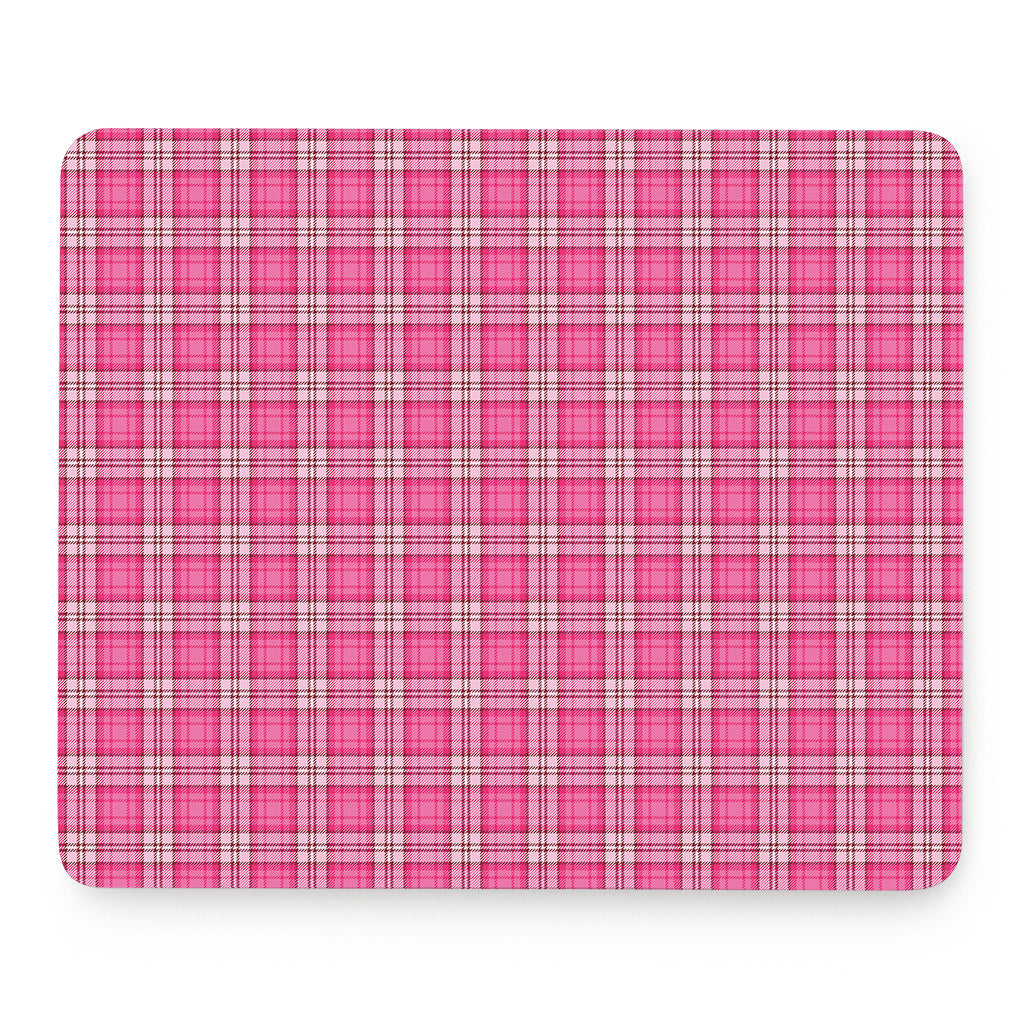 Pink And White Tartan Pattern Print Mouse Pad
