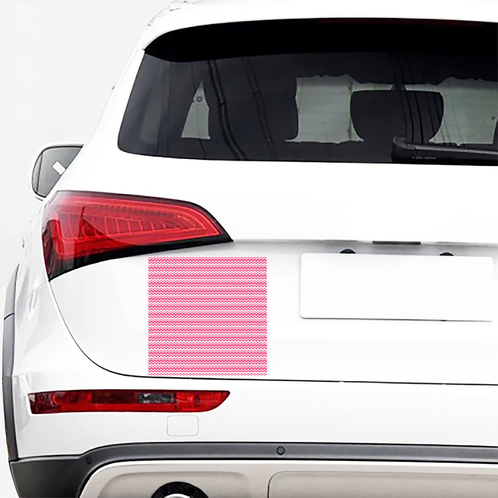 Pink And White Zigzag Pattern Print Car Sticker