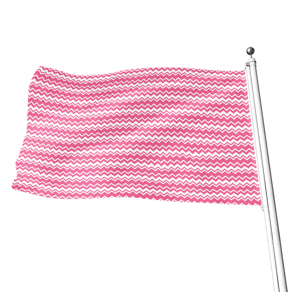 Pink And White Zigzag Pattern Print Flag
