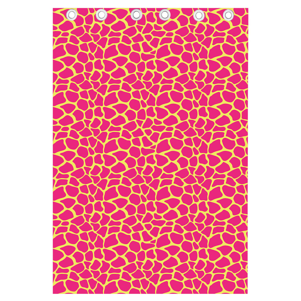 Pink And Yellow Giraffe Pattern Print Curtain
